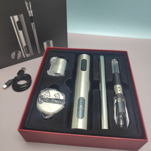 Винный набор 5 в 1 KAWO09, электрический штопор, аэратор, охладитель для вина, нож для фольги, вакуумная пробка  / Легко откроет бутылку вина за 5 секунд